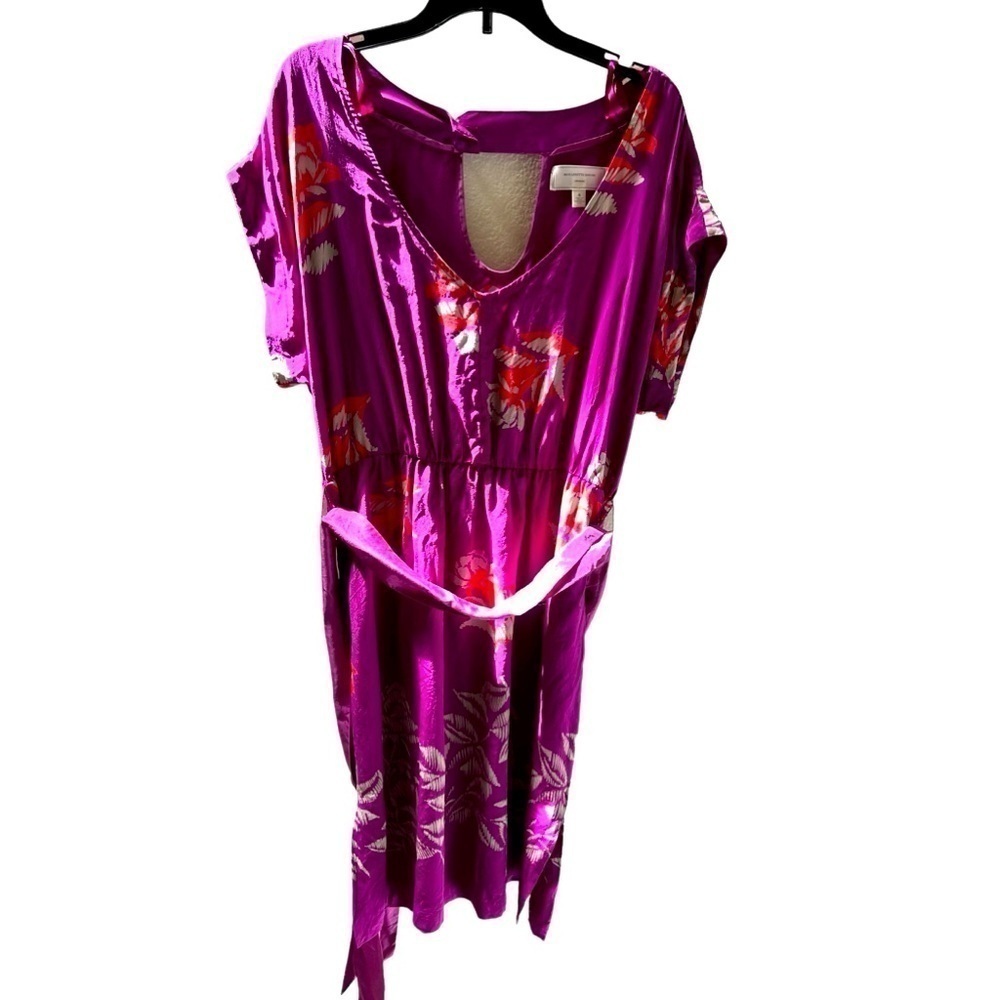 Anthropologie Silk A-line floral dress. Moulinette Soeurs. Purple-magenta Size 6